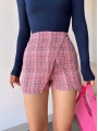 Kapaklı tüvit şort etek kırmızı