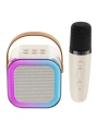 Karaoke Kablosuz Hoparlör Mikrofonlu Rgb Işıklı Bluetooth Speaker Tf Kart/usb Beyaz