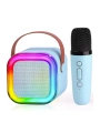 Karaoke Kablosuz Hoparlör Mikrofonlu Rgb Işıklı Bluetooth Speaker Tf Kart/usb Mavi