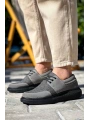 KB-042  Kuback Bağcıklı Gri Siyah Taban Günlük Erkek Ayakkabı