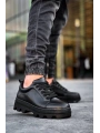 KB-056 Kuback Siyah Cilt Siyah Yüksek Taban Günlük Spor Ayakkabı