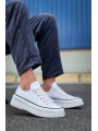 KB-CX-3 Kuback Kısa Beyaz Keten Beyaz Yüksek Taban Spor Ayakkabı