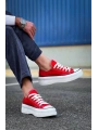 KB-CX-3 Kuback Kısa Kırmızı Keten Beyaz Yüksek Taban Spor Ayakkabı