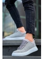KB-X204 Kuback Gri Keten Beyaz Yüksek Taban Günlük Erkek Spor Ayakkabı