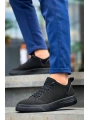 KB-X204 Kuback Siyah Keten Siyah Yüksek Taban Günlük Erkek Spor Ayakkabı