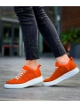 KB-X204 Kuback Turuncu Keten Beyaz Yüksek Taban Günlük Erkek Spor Ayakkabı