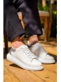 KB-X500  Kuback Beyaz Gümüş Yüksek Taban Bağcıklı Günlük Erkek Ayakkabı