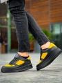 KB-X8 Kuback Siyah Sarı Cilt Yüksek Taban Günlük Spor Ayakkabı