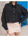 Kemer cepli keten crop gömlek siyah s255350