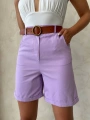 Kemerli gabardin şort lila s25735