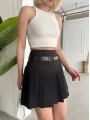 Kemerli pikseli şort etek