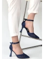 Keny Lacivert Saten Topuklu Ayakkabı