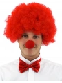 Kırmızı Renk Kıvırcık Afro Bonus Peruk Takma Saç Ve Kırmızı Burun Seti