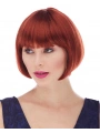Kızıl Renk Düz Kesim Astarlı Küt Parti Peruğu