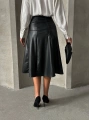 Komple parçalı deri etek siyah h26441
