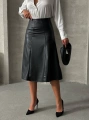 Komple parçalı deri etek siyah h26441