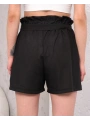 Kuşaklı keten şort siyah s255265
