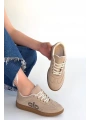 Lendo Bej Süet Bağcıklı Spor Ayakkabı