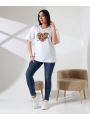 Leopar kalp baskılı tişört