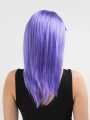 Lila Renk Uzun Düz Parti Peruğu