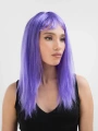 Lila Renk Uzun Düz Parti Peruğu