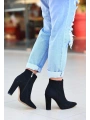 Loora Siyah Süet Topuklu Bot