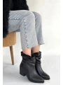 Lukana Siyah Cilt Topuklu Körüklü Bot