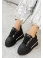 Lulu Siyah Cilt Bağcıklı Spor Ayakkabı