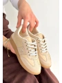 Lunga Bej Cilt Bağcıklı Spor Ayakkabı