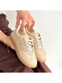 Lunga Bej Cilt Bağcıklı Spor Ayakkabı