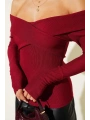 Madonna Çapraz Yaka Bluz Bordo t4331