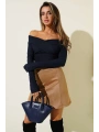 Madonna Çapraz Yaka Bluz Lacivert t4331
