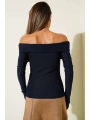 Madonna Çapraz Yaka Bluz Lacivert t4331