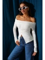 Madonna Yaka Düğmeli Bluz Beyaz t4329