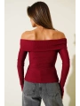 Madonna Yaka Düğmeli Bluz bordo t4329