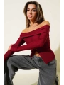 Madonna Yaka Düğmeli Bluz bordo t4329