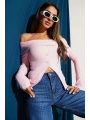 Madonna Yaka Düğmeli Bluz pembe t4329