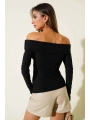 Madonna Yaka Düğmeli Bluz siyah t4329