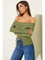 Madonna Yaka Düğmeli Bluz yeşil t4329