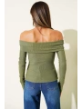 Madonna Yaka Düğmeli Bluz yeşil t4329