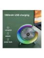 Masaüstü Vantilatör Usb Şarjlı Rgb Led Işıklı 3 Kademeli 180° Ayarlanabilir Soğutucu Fan Mavi