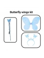 Mavi Kelebek Erkek-kız Seti – 50 Cm Kelebek Kanadı, Taç Ve Asa