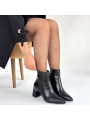 Meça Siyah Cilt Topuklu Bot