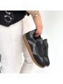 Mier Siyah Cilt Bağcıklı Spor Ayakkabı