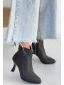 Mişha Siyah Cilt Topuklu Bot