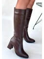 Morena Acı Kahve Cilt Topuklu Çizme