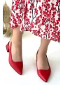 Morji Kırmızı Cilt Topuklu Ayakkabı