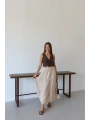 Müslin kumaş keten uzun etek bej pt