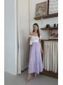 Müslin kumaş keten uzun etek lila pt