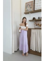 Müslin kumaş keten uzun etek lila pt